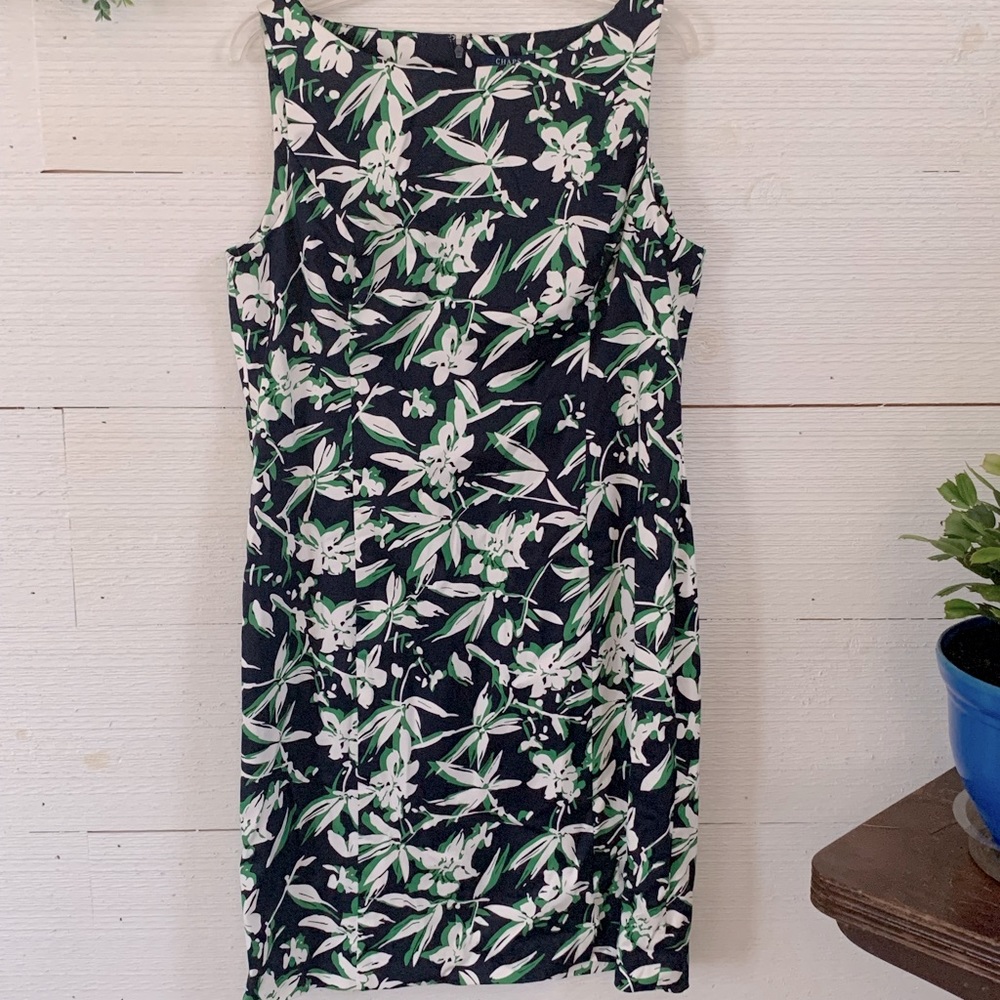 Woman’s sleeveless dress.  New.  Size 16.  Color Navy, green & white.